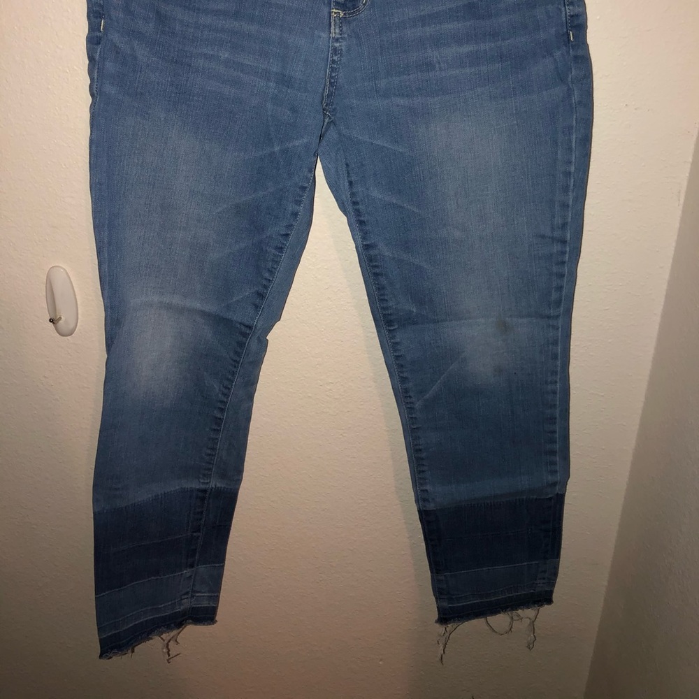 Skinny jeans with different colored denim
